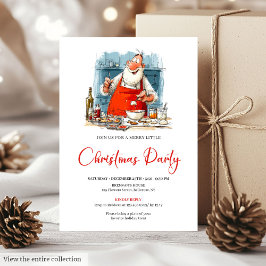 Invitación Festive Funny Santa Claus Watercolor Holiday 