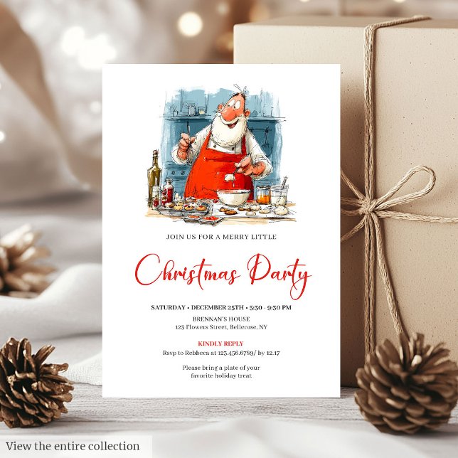 Invitación Festive Funny Santa Claus Watercolor Holiday  (Festive Funny Santa Claus Watercolor Holiday Invite)