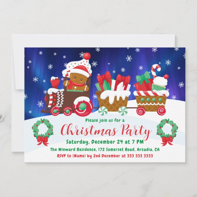 Invitación Festive Gingerbread Christmas Train Invitation (Anverso)