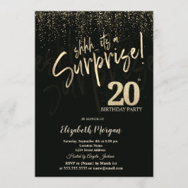 Invitación Festive Gold Surprise 20th Birthday Party