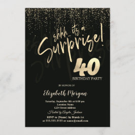 Invitación Festive Gold Surprise 40th Birthday Party