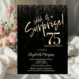 Invitación Festive Gold Surprise 75th Birthday Party