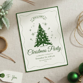 Invitación Festive Green and White Holiday Christmas