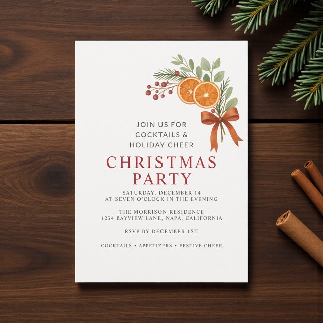 Invitación Festive Holiday Christmas Party Botanical  (Subido por el creador)