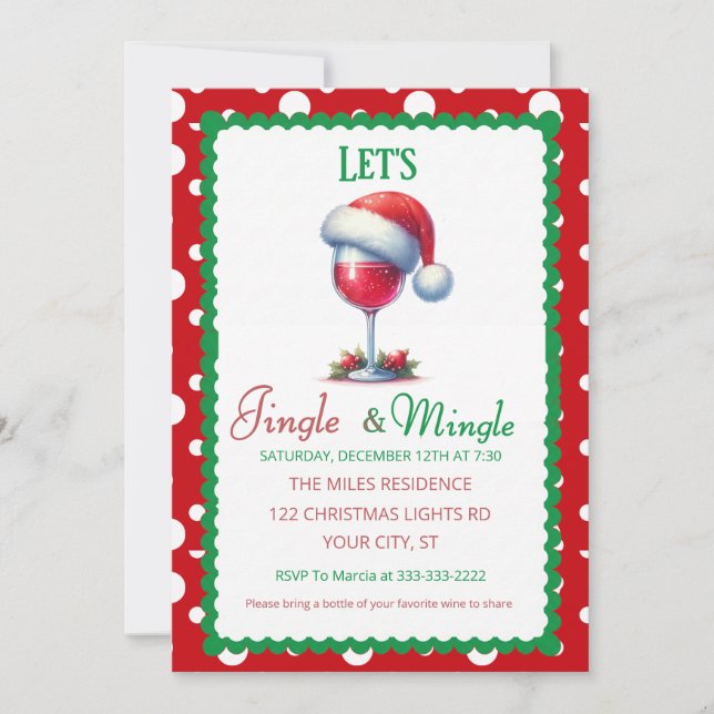 Invitación Festive Jingle and Mingle Holiday Cocktail Party (Anverso)