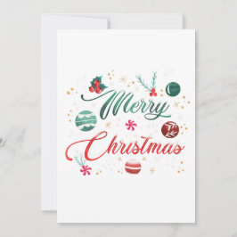 Invitación Festive Merry Christmas Typography with Ornaments