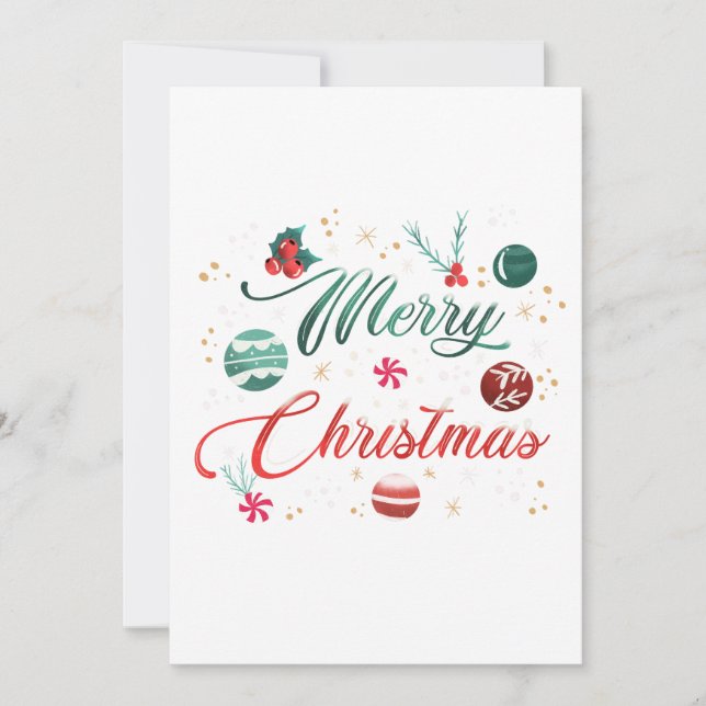 Invitación Festive Merry Christmas Typography with Ornaments (Anverso)