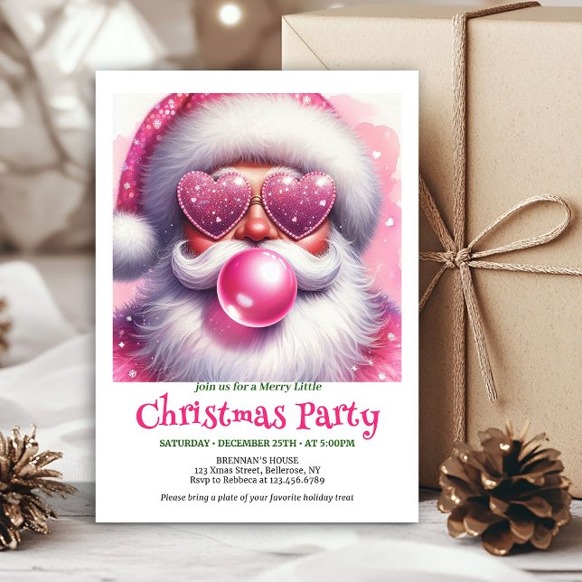 Invitación Festive Pink Santa Bubble Gum Funny Christmas  (Festive Pink Santa Bubble Gum Funny Christmas Invitation

)