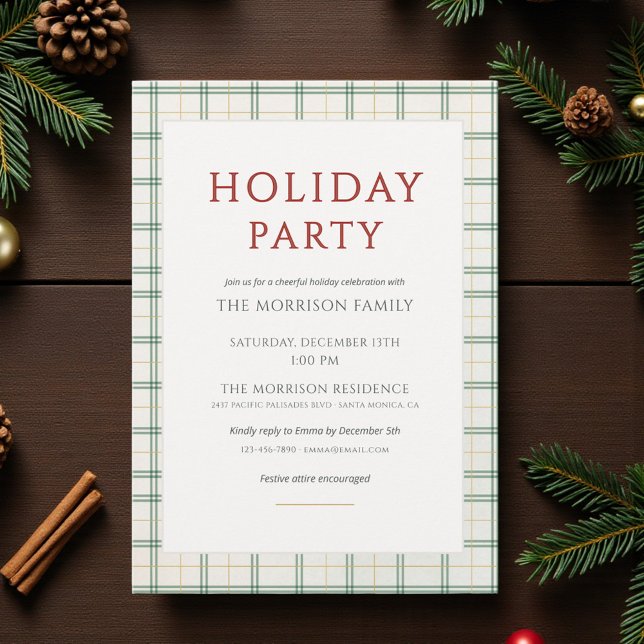 Invitación Festive Plaid Holiday Party Invitation (Subido por el creador)
