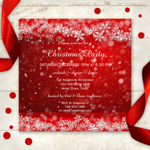 Invitación Festive Red Christmas Party Invitation