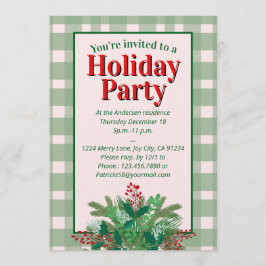 Invitación Festive red  & green plaid holiday party