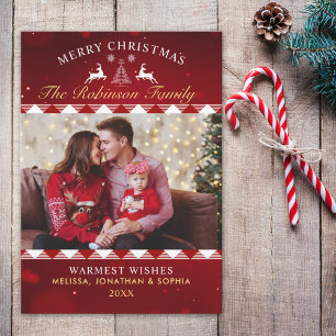 Invitación Festive Rustic Tartan Christmas Photo
