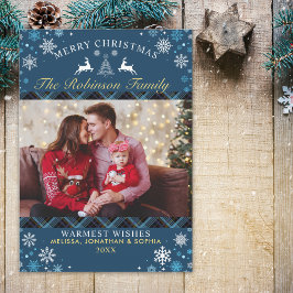 Invitación Festive Rustic Tartan Christmas Photo