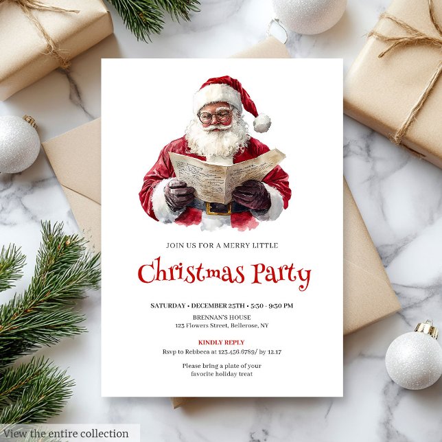 Invitación Festive Santa Claus Watercolor Christmas Party  (Festive Santa Claus Watercolor Christmas Party Invite

)