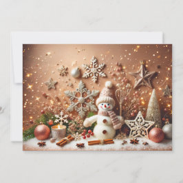 Invitación Festive Snowman with Glittery Christmas Stars