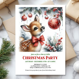 Invitación Festive snowy forest baby deer Christmas invite