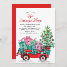 Invitación Festive Watercolor Christmas Gift Exchange Party