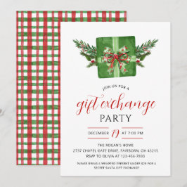 Invitación Festive Watercolor Gift Exchange Christmas Party