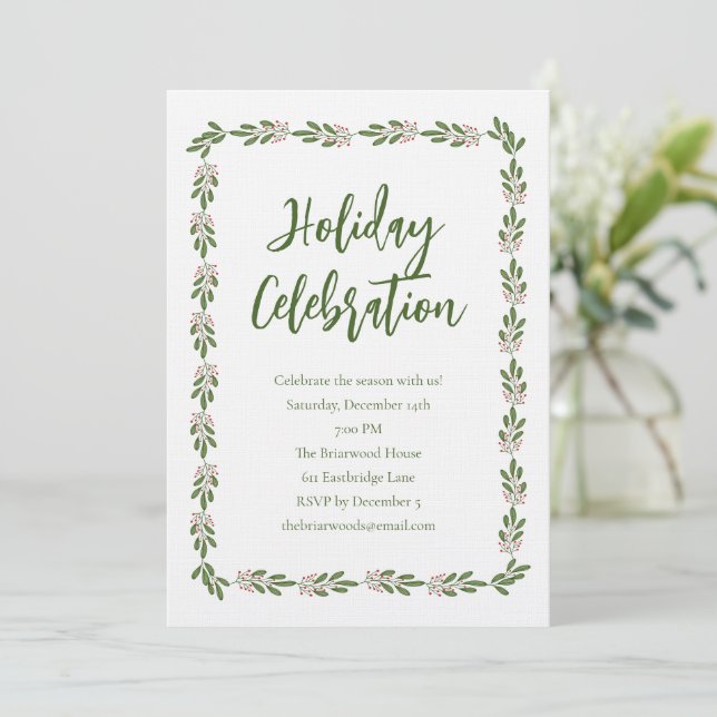 Invitación Festive Winter Botanical Christmas Holiday Party (Anverso de pie)