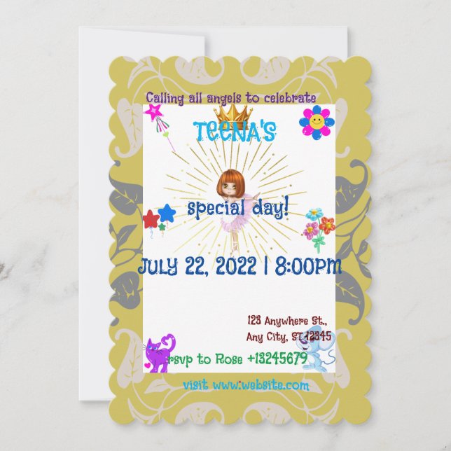 Invitación Festividad ALEGRE y cariñosa de cumpleaños (Anverso)