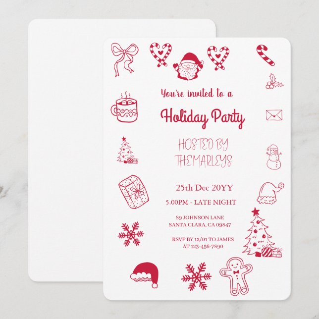 Invitación Festividad atraída por la mano (Anverso / Reverso)