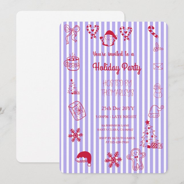 Invitación Festividad atraída por la mano (Anverso / Reverso)