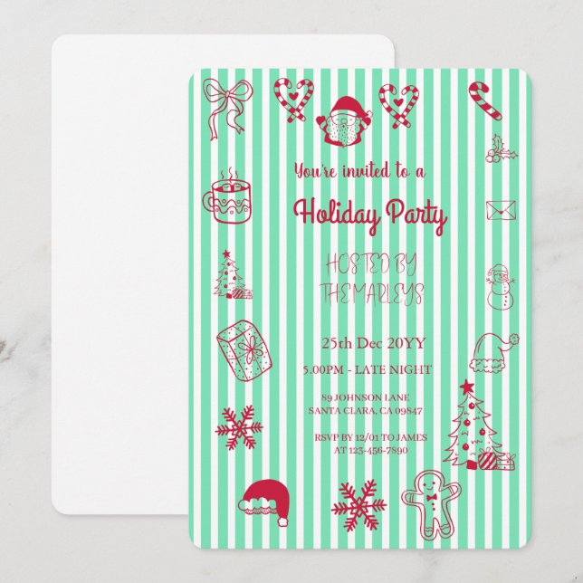 Invitación Festividad atraída por la mano (Anverso / Reverso)