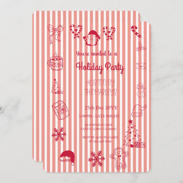 Invitación Festividad atraída por la mano (Anverso / Reverso)