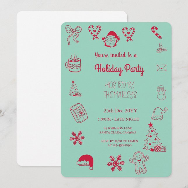 Invitación Festividad atraída por la mano (Anverso / Reverso)