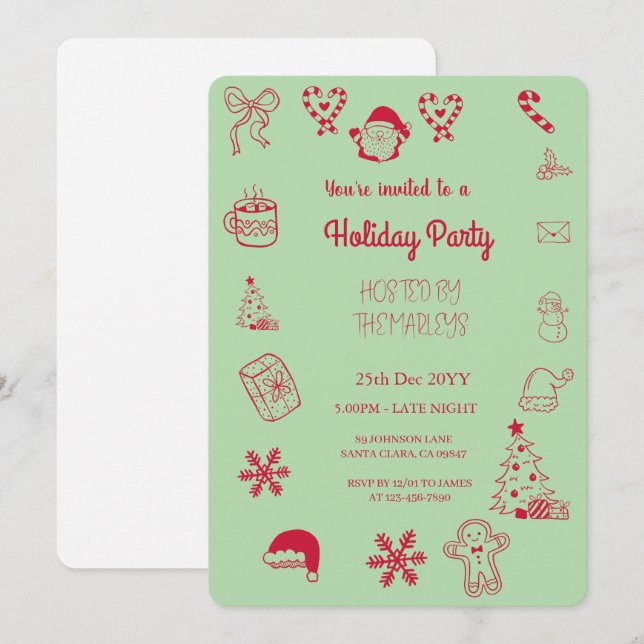 Invitación Festividad atraída por la mano (Anverso / Reverso)