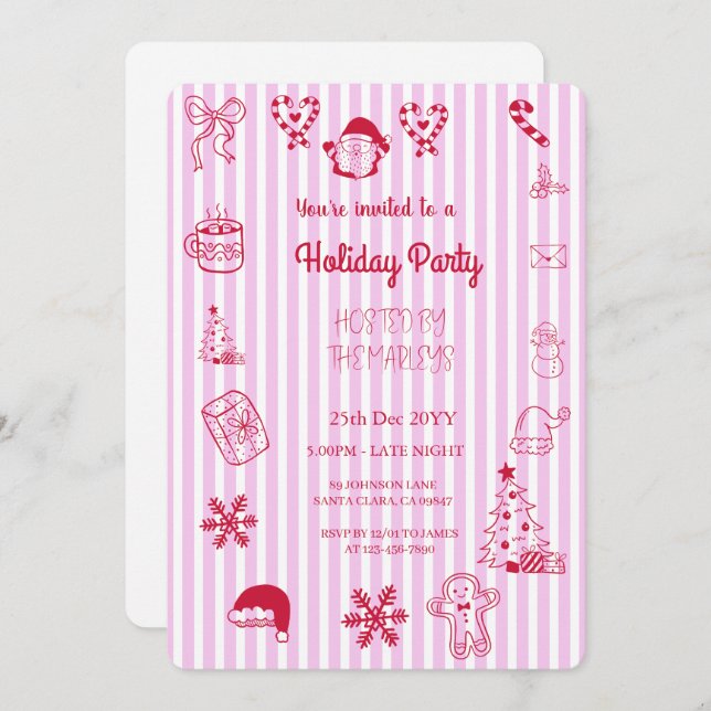 Invitación Festividad atraída por la mano (Anverso / Reverso)