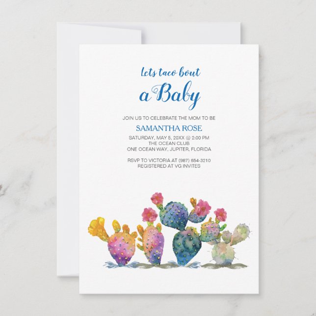 Invitación Festividad Cactus Baby Shower Fiesta (Anverso)
