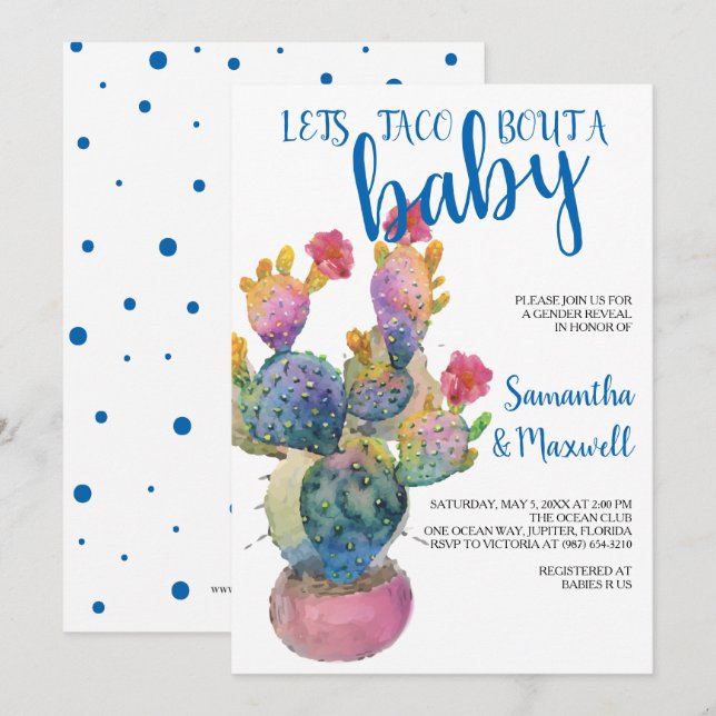 Invitación Festividad Cactus FIESTA BABY SHOWER (Anverso / Reverso)