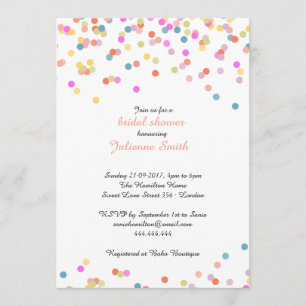 Invitación Festividad Colorida Confetti Bridal Shower