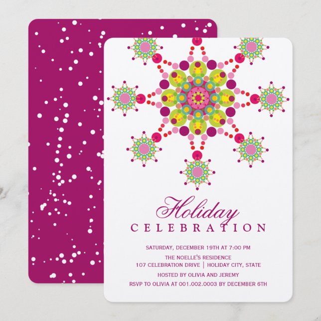 Invitación Festividad colorida Star Elegante invitan a fiesta (Anverso / Reverso)