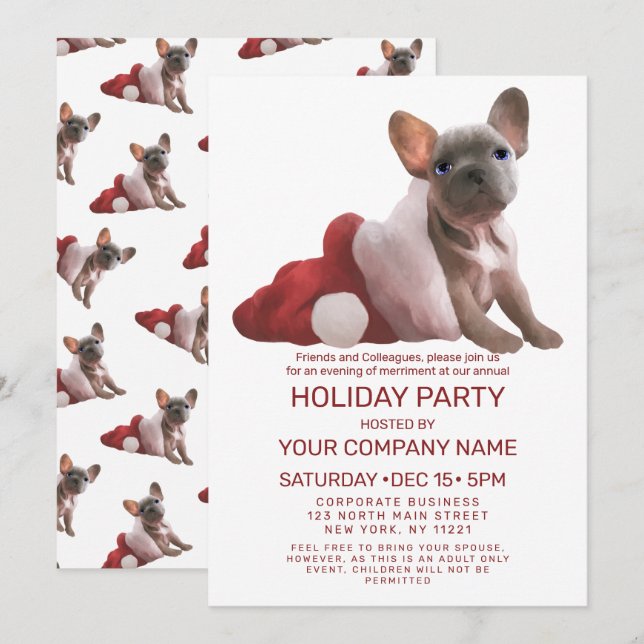 Invitación Festividad corporativa del Bulldog rojo francés Sa (Anverso / Reverso)