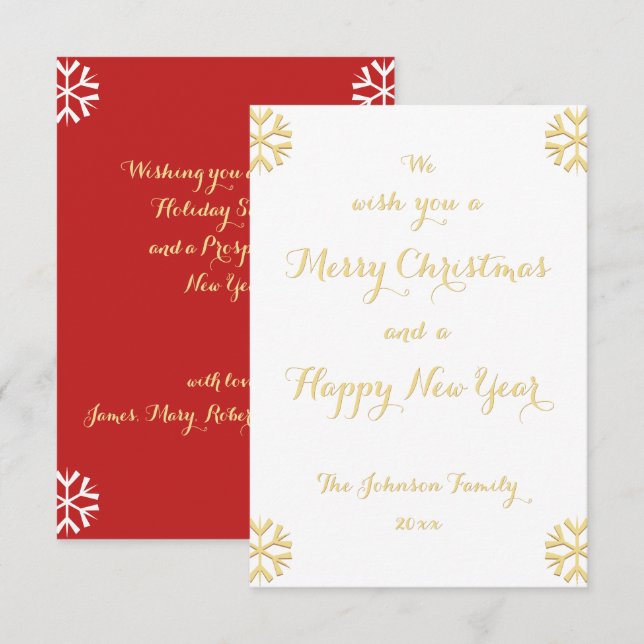 Invitación Festividad de Año Nuevo de Navidades personalizado (Anverso / Reverso)