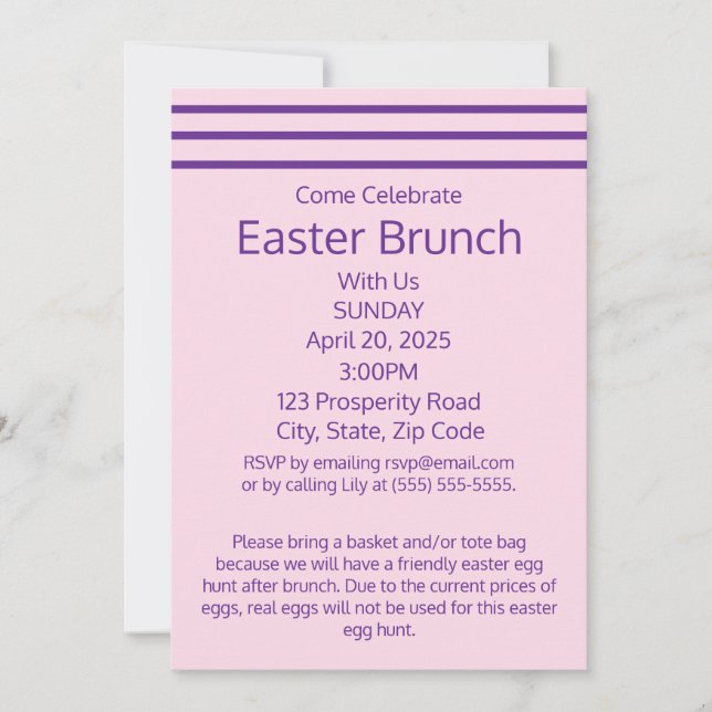 Invitación Festividad de brunch de pascua rosado clásico a ra (Anverso)