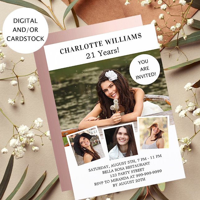 Invitación Festividad de cumpleaños coloquio de fotos de oro  (Subido por el creador)