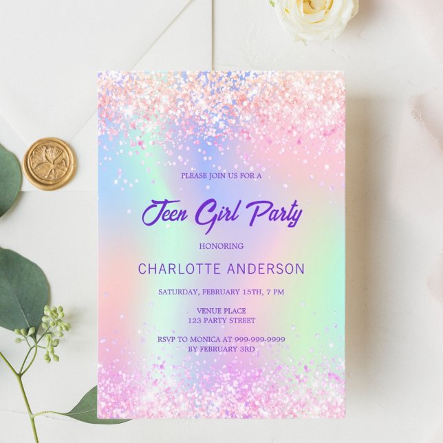 Invitación Festividad de cumpleaños de adolescente con chica  (Subido por el creador)