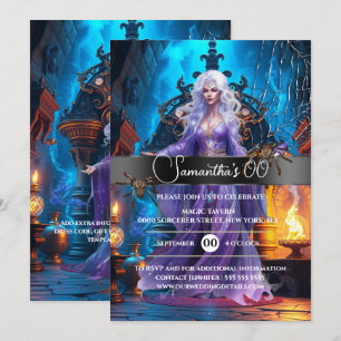 Invitación Festividad de cumpleaños de bruja Halloween de bru