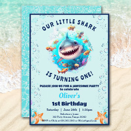 Invitación Festividad de cumpleaños de la piscina de tiburone