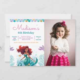 Invitación Festividad de cumpleaños de la sirena bajo el mar