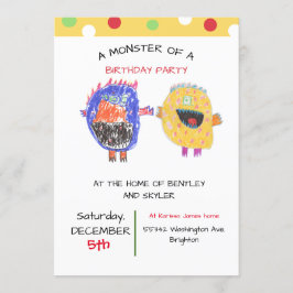 Invitación Festividad de cumpleaños de los Monstruos de Invit