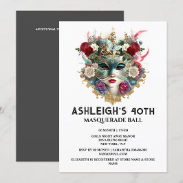 Invitación Festividad de cumpleaños de mascarada damas veneci