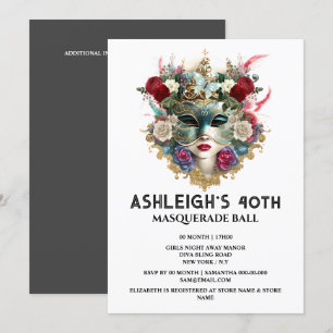 Invitación Festividad de cumpleaños de mascarada damas veneci
