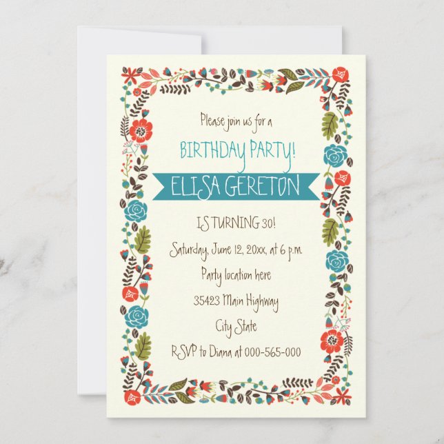Invitación Festividad de cumpleaños de mujeres de la frontera (Anverso)