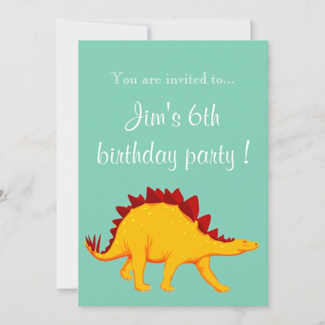 Invitación Festividad de cumpleaños de niños de Stegosaurus d (Anverso)