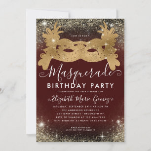 Invitación Festividad de cumpleaños del Purpurina de oro de B
