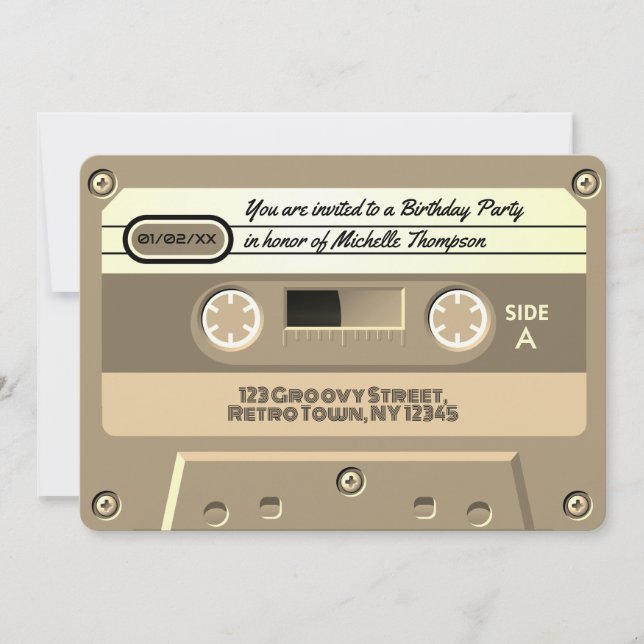 Invitación Festividad de cumpleaños Groovy Retro totalmente a (Anverso)